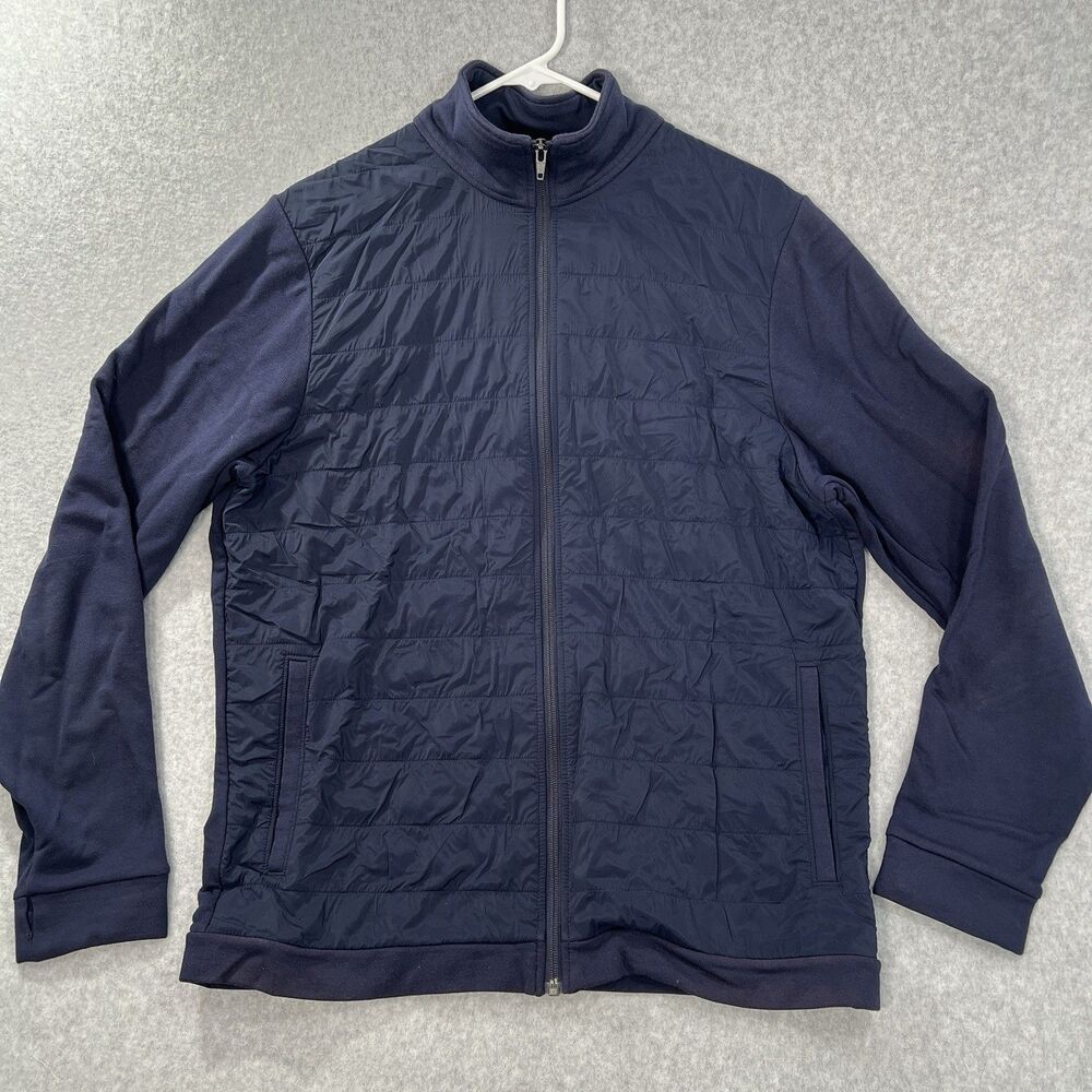 FootJoy 1857 Hybrid Jacket Men's Large Blue Quilted Full Zip FJ Logo stretch
